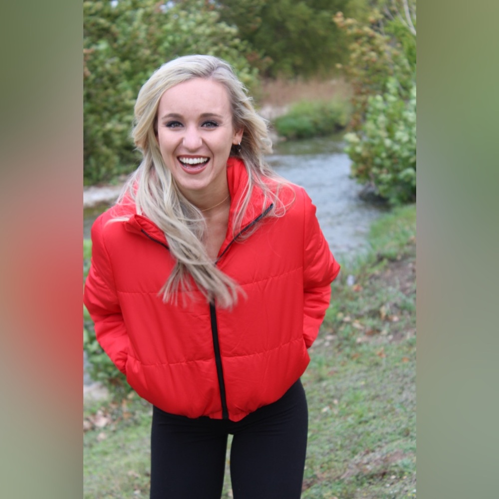 Wild Fable Vibrant Red Puffer Jacket Size XS ✨♥️ - Picture 3 of 11